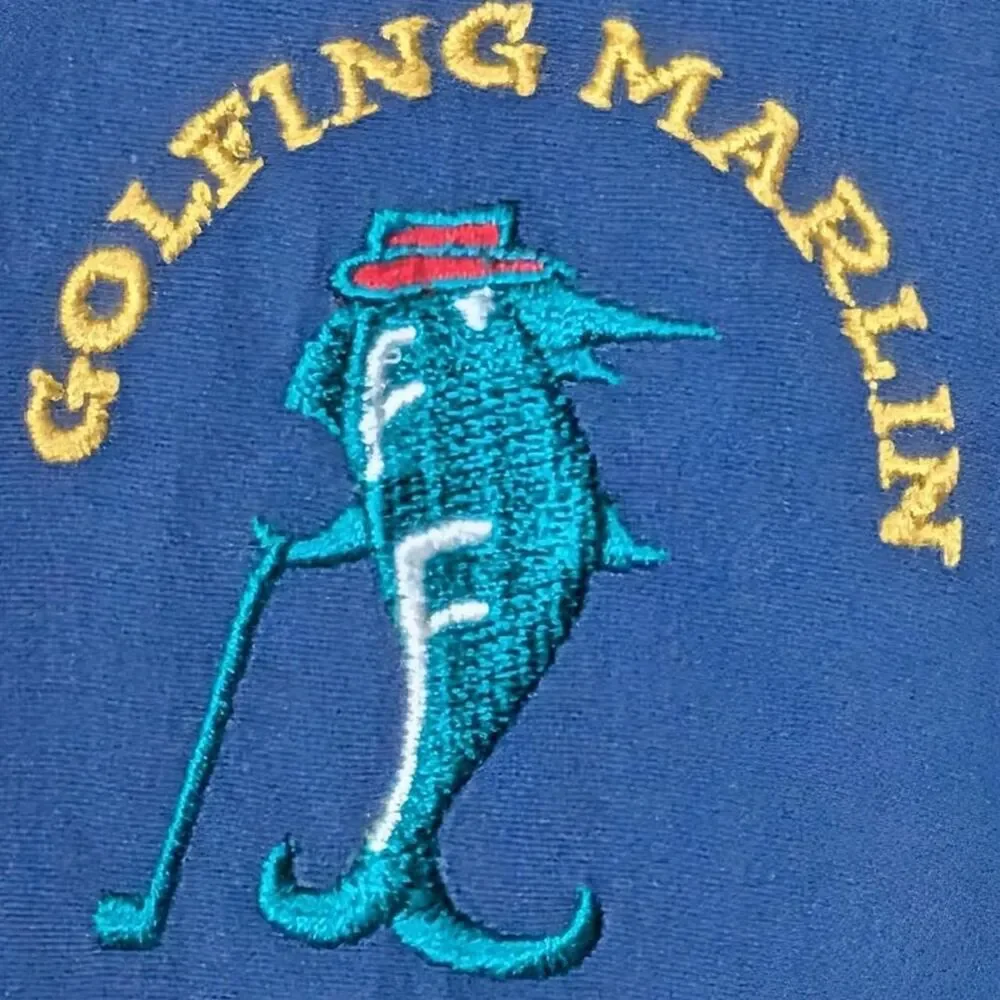 Vintage Golfing Marlin Windbreaker Jacket Blue Water Wear Men Large Blue 1/4 Zip